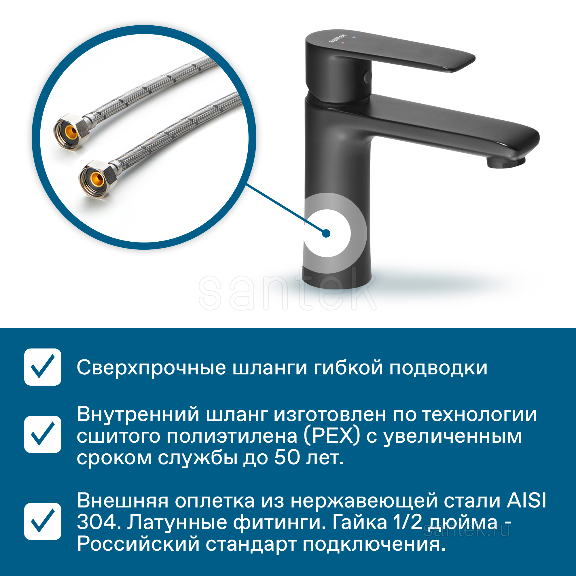 АРМА Смеситель для раковины, черный матовый,САНТЕК