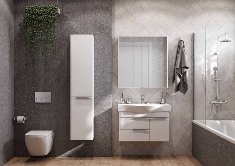 Шкаф-колонна БЕВЕРЛИ 34, подвесная, левая, белая