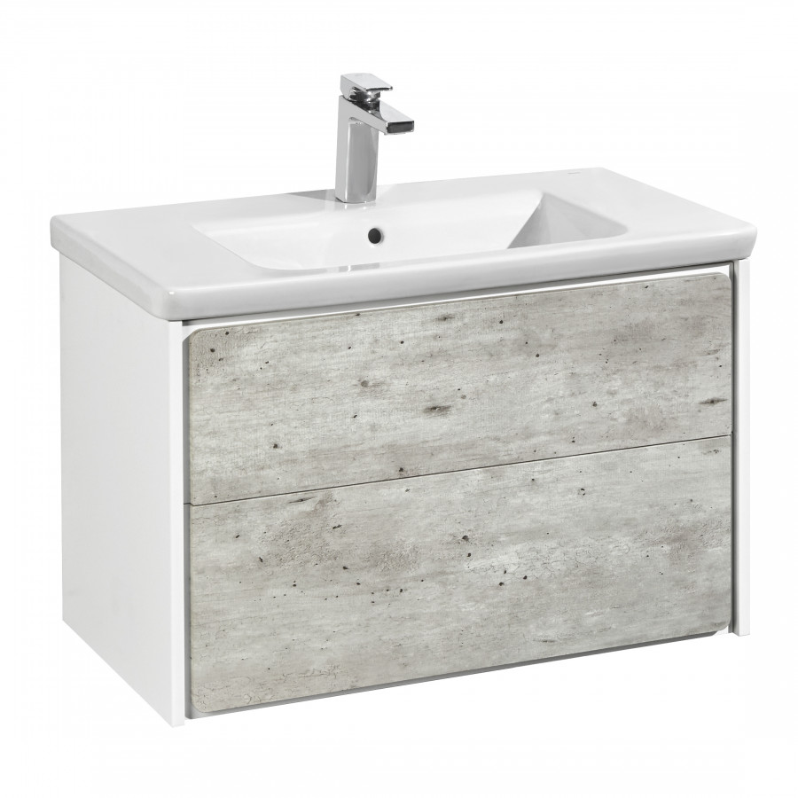 RONDA Тумба под раковину GAP 80, бетон/белый глянец, ROCA