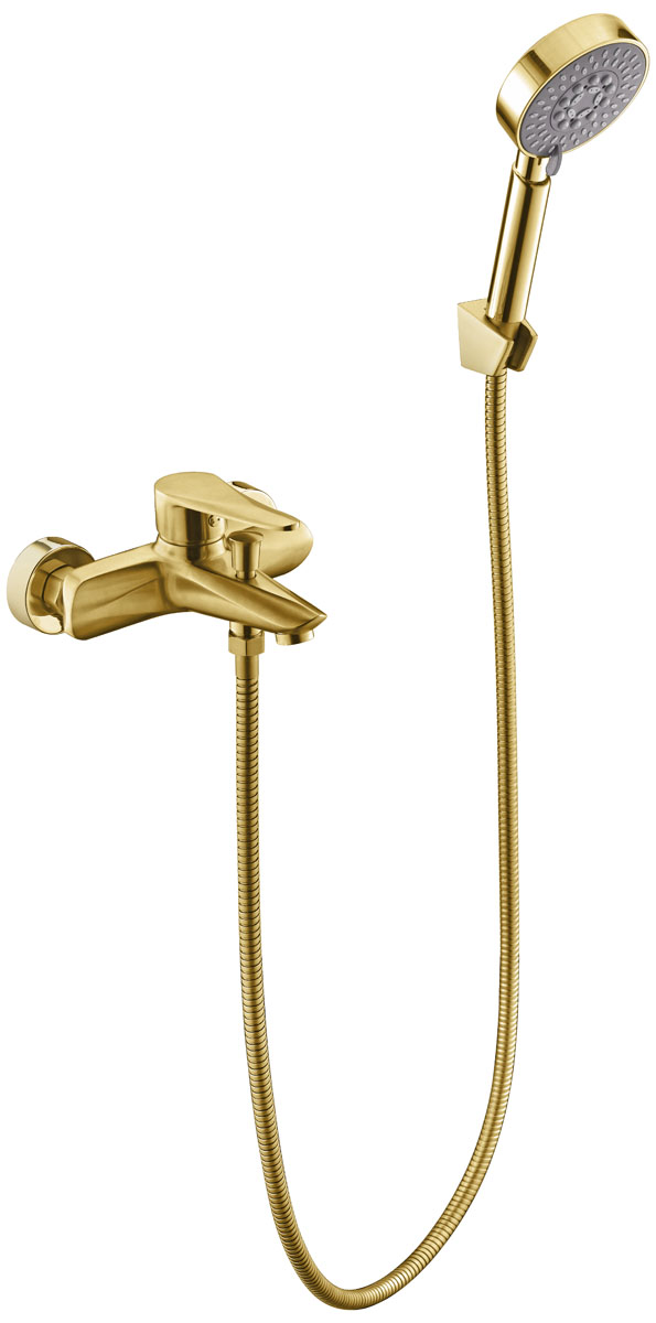 Смеситель для ванны с душем ПРОФСАН ПСМ-303-1 STEEL нержавеющая сталь AISI-304 тип См-ВОРНШлА Золото