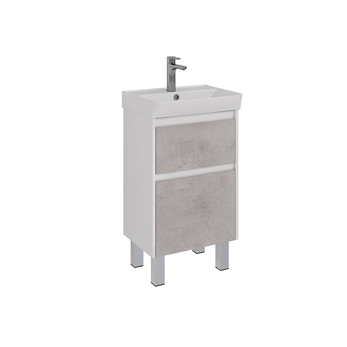 Тумба Lemark COMBI 50 см под 1 раковину, подвесная/напольная, 2 ящика, цвет фасада: Бетон, цвет корп