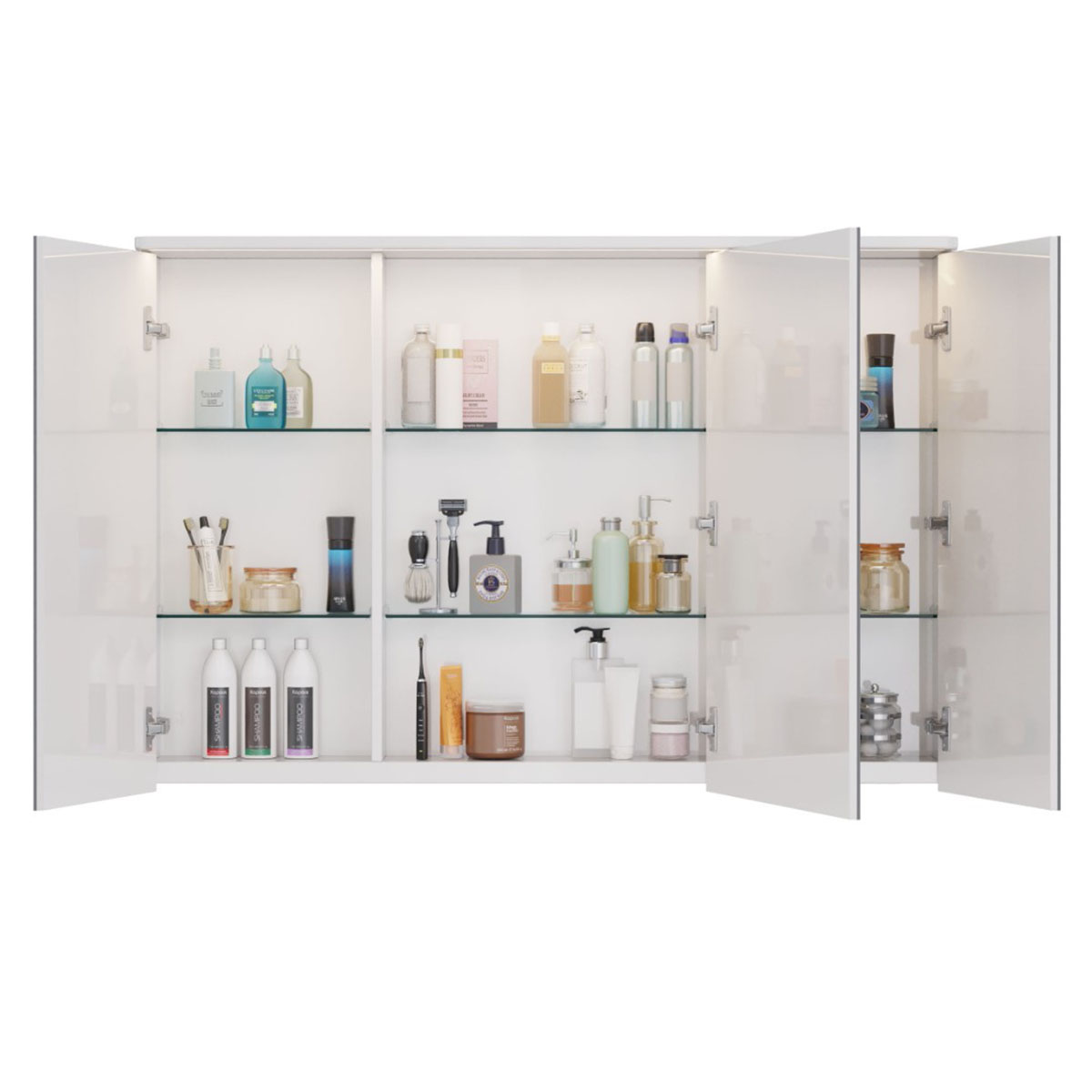 Шкаф зеркальный Lemark ZENON 120х80 см 3-х дверный, с козырьком-подсветкой, с розеткой, цвет корпуса