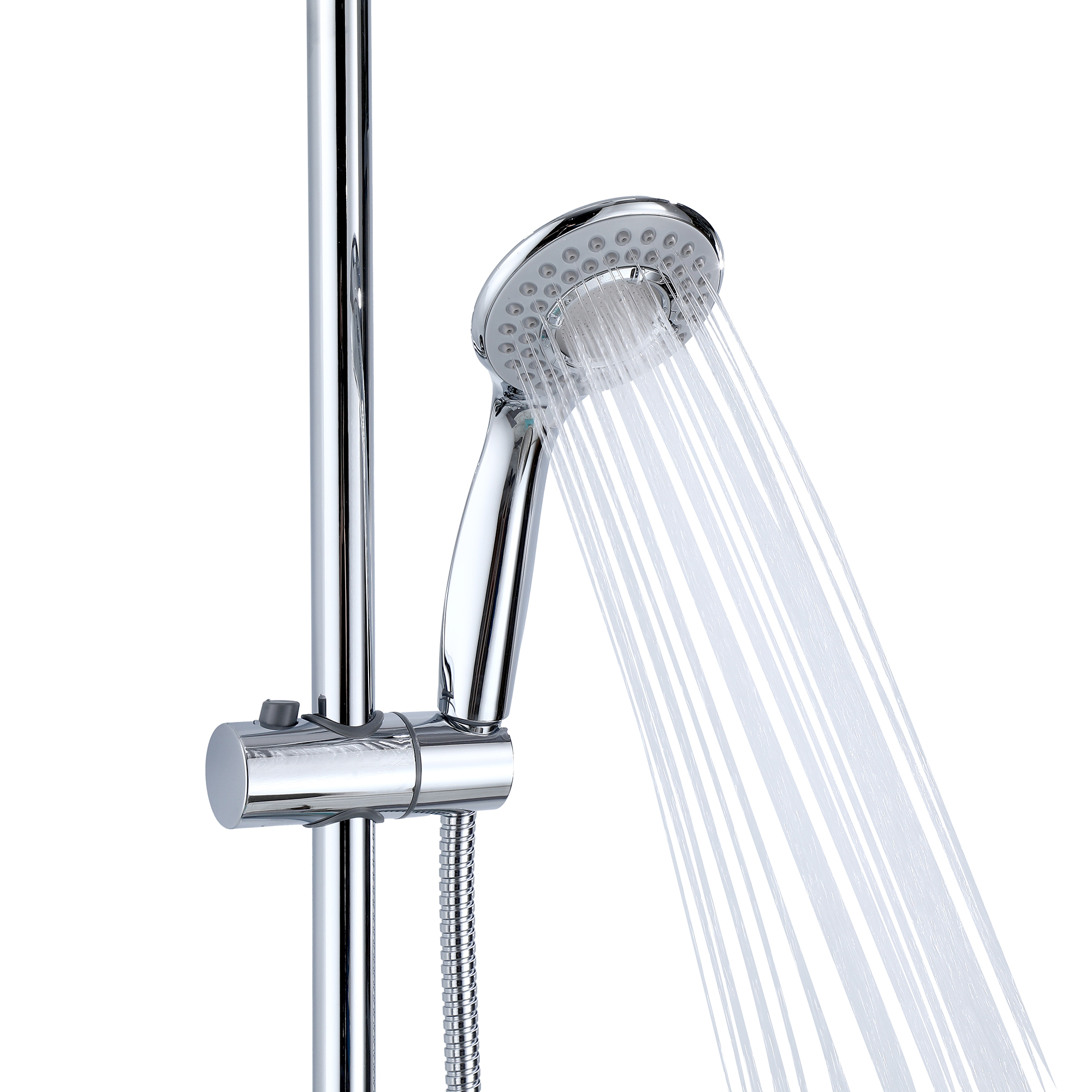 RAIN Смеситель для ванны с душевой стойкой и тропическим душем, хром, TOKITO