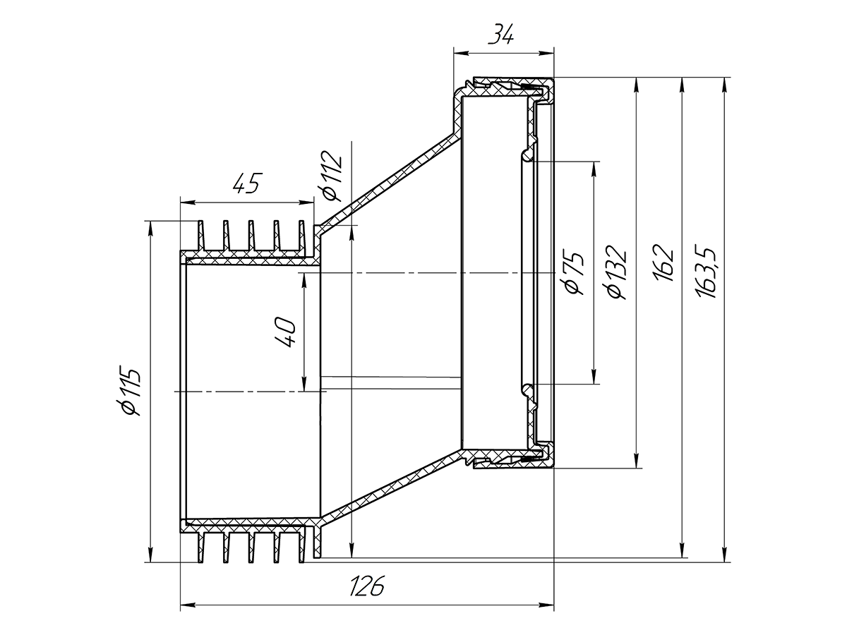 Эксцентрик жесткий АНИ Пласт W0420 40 мм выпуск 110 мм
