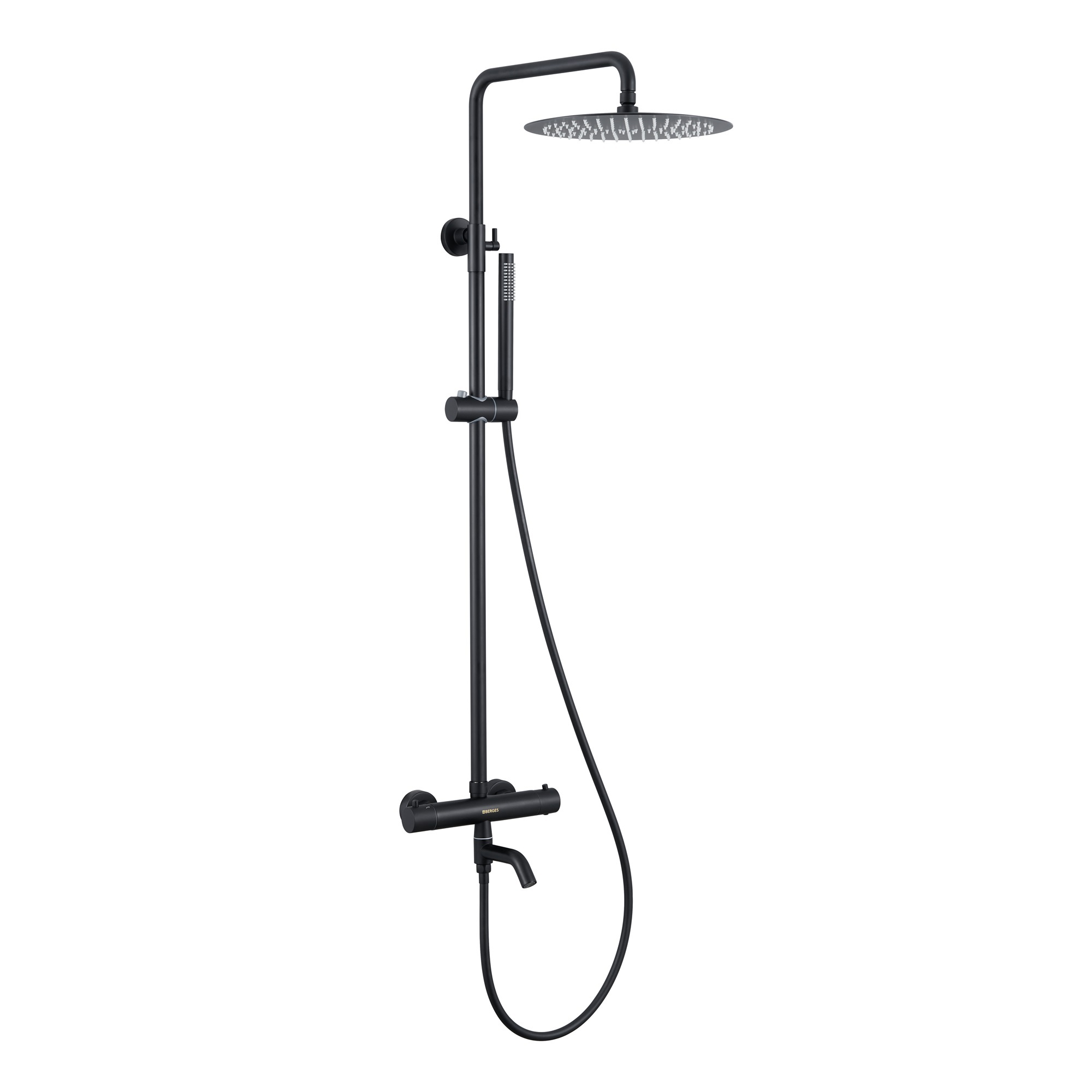 Душевая стойка KALISTO 3R с термостатом, черный матовый, BERGES
