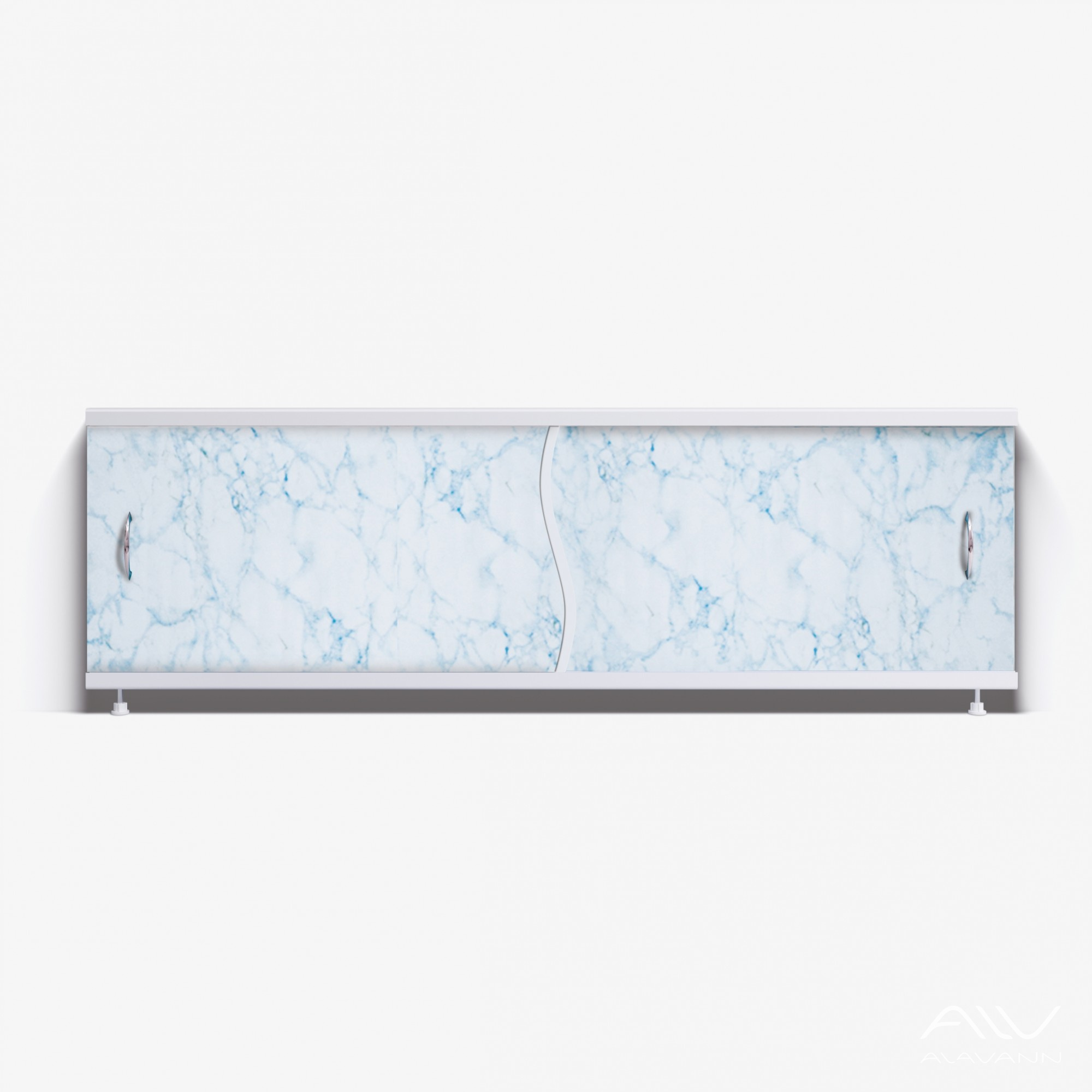 ПРЕМЬЕР Экран для ванны 170 см, полистирол,(бело-голубой мрамор-003), ALAVANN