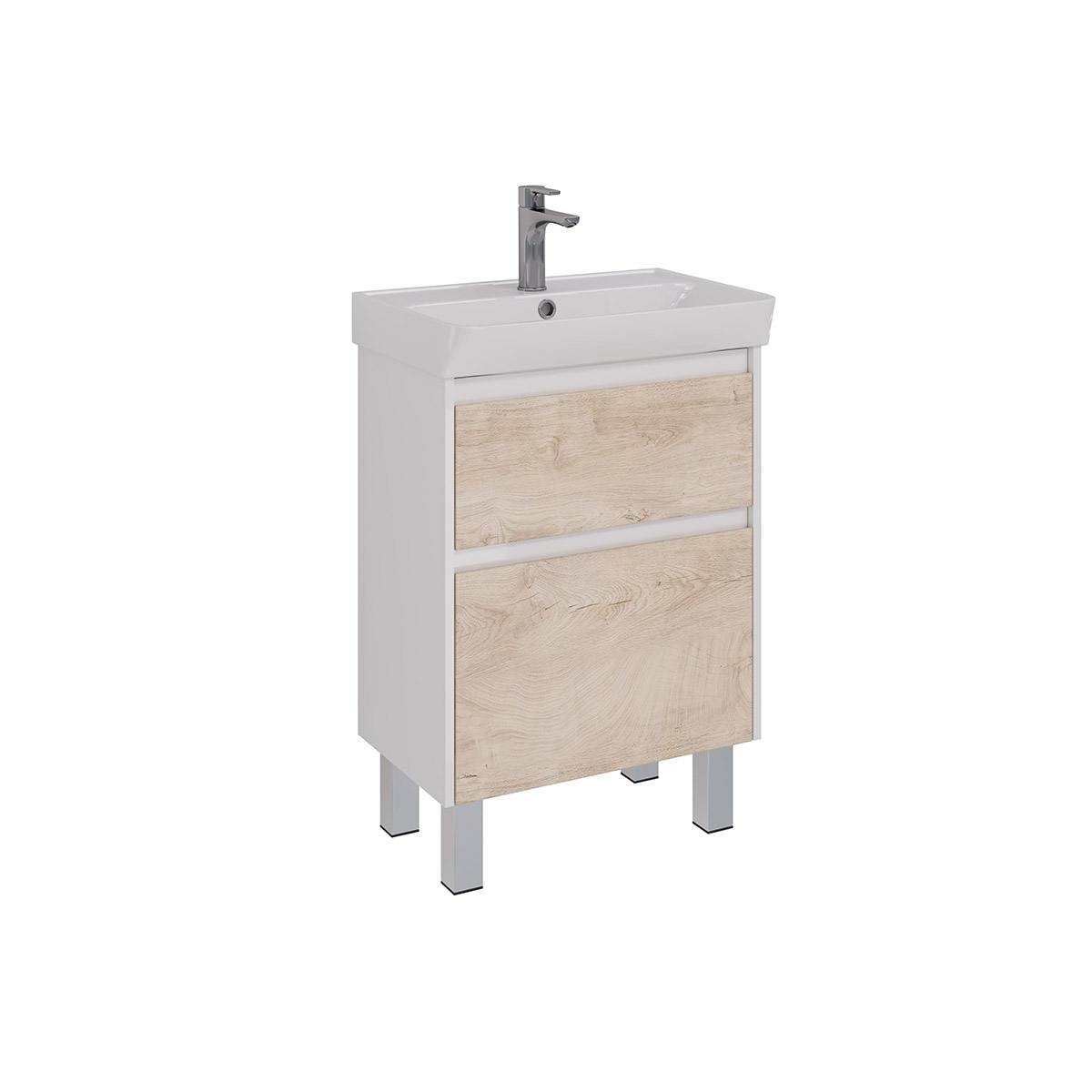 Тумба Lemark COMBI 60 см под 1 раковину, подвесная/напольная, 2 ящика, цвет фасада: Дуб кантри, цвет