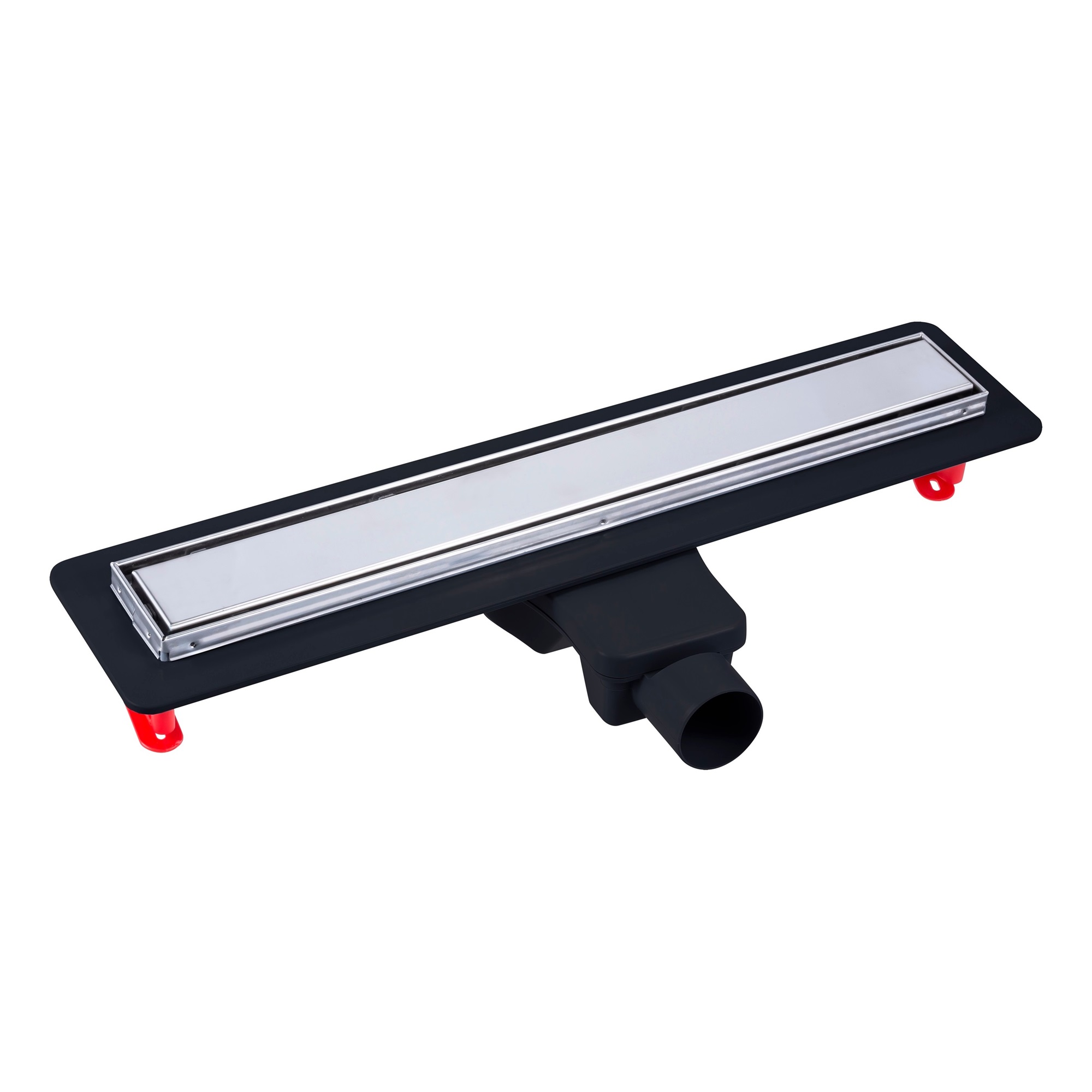 Желоб водосток напольный OPTIM Line Plus 600, рамка решетка нержавеющая сталь, хром глянец, S-сифон 