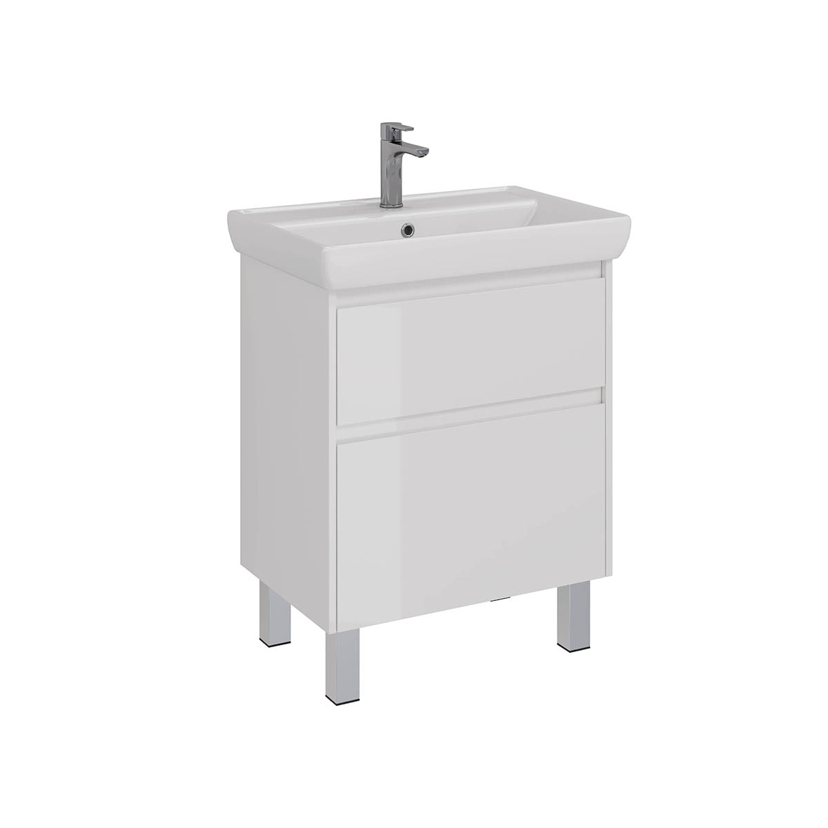 Тумба Lemark COMBI 70 см под 1 раковину, подвесная/напольная, 2 ящика, цвет корпуса, фасада: Белый г