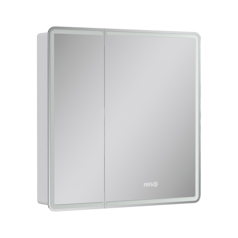 Зеркальный шкаф EQUIL Nice LED 80 с часами белый