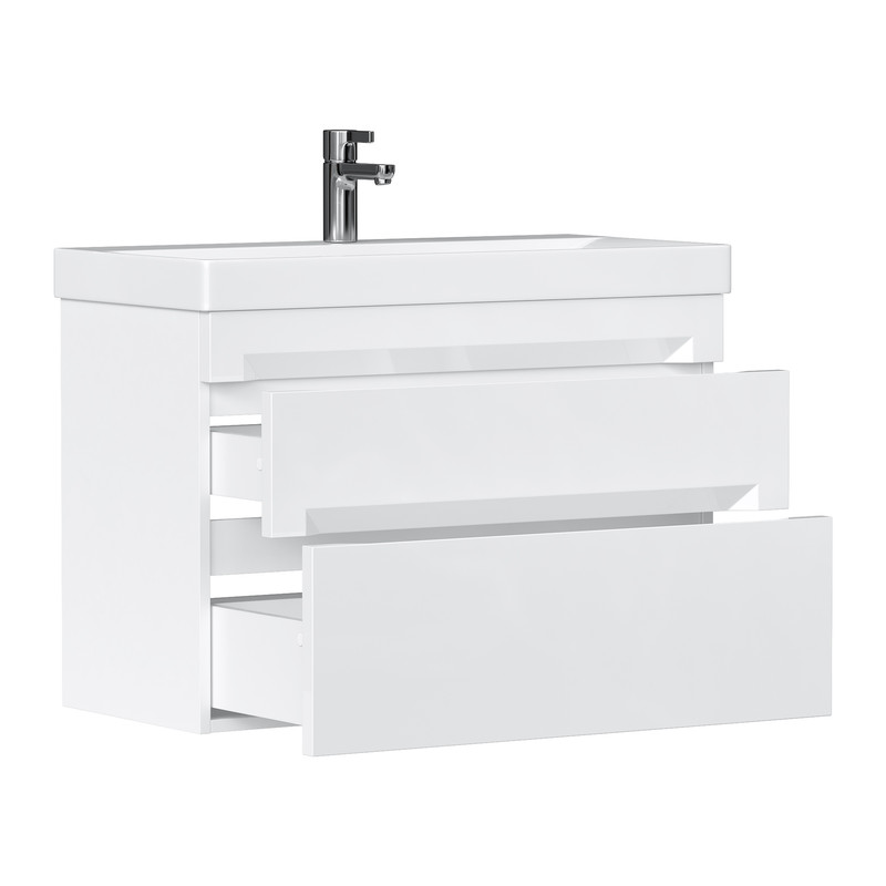 Тумба EQUIL Corner 80 подвесная 2 ящ. белая (под раковину 9696-80)