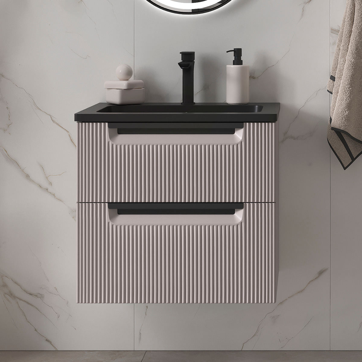 Тумба EQUIL Астер/Aster 60, подвесная, 2 ящ., амаретти (под раковину Палермо 60 антрацит) (tpASTER60.2Y-45)