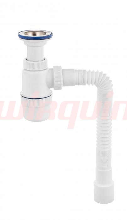 Сифон Элит с литым выпуском, нержавеющей чашкой D70мм. и гибкой трубой L800мм. (1 1/2- D40/50), V