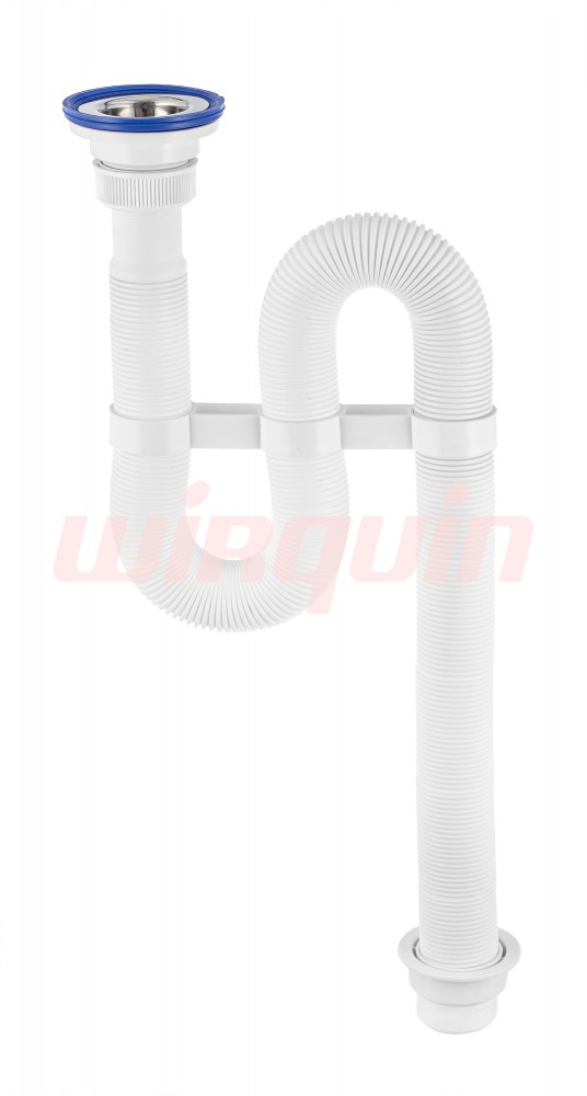 Сифон гофрированный VIR с неражавеющей чашкой D63 мм. (1 1/4 - D40/50), VIRPLAST