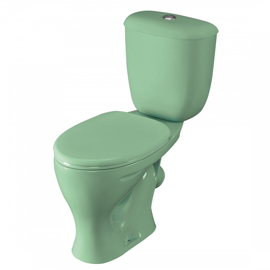 Унитаз-компакт "Воротынский" косой выпуск, с кнопочной арматурой и сиденьем, салатовый  SANTERI