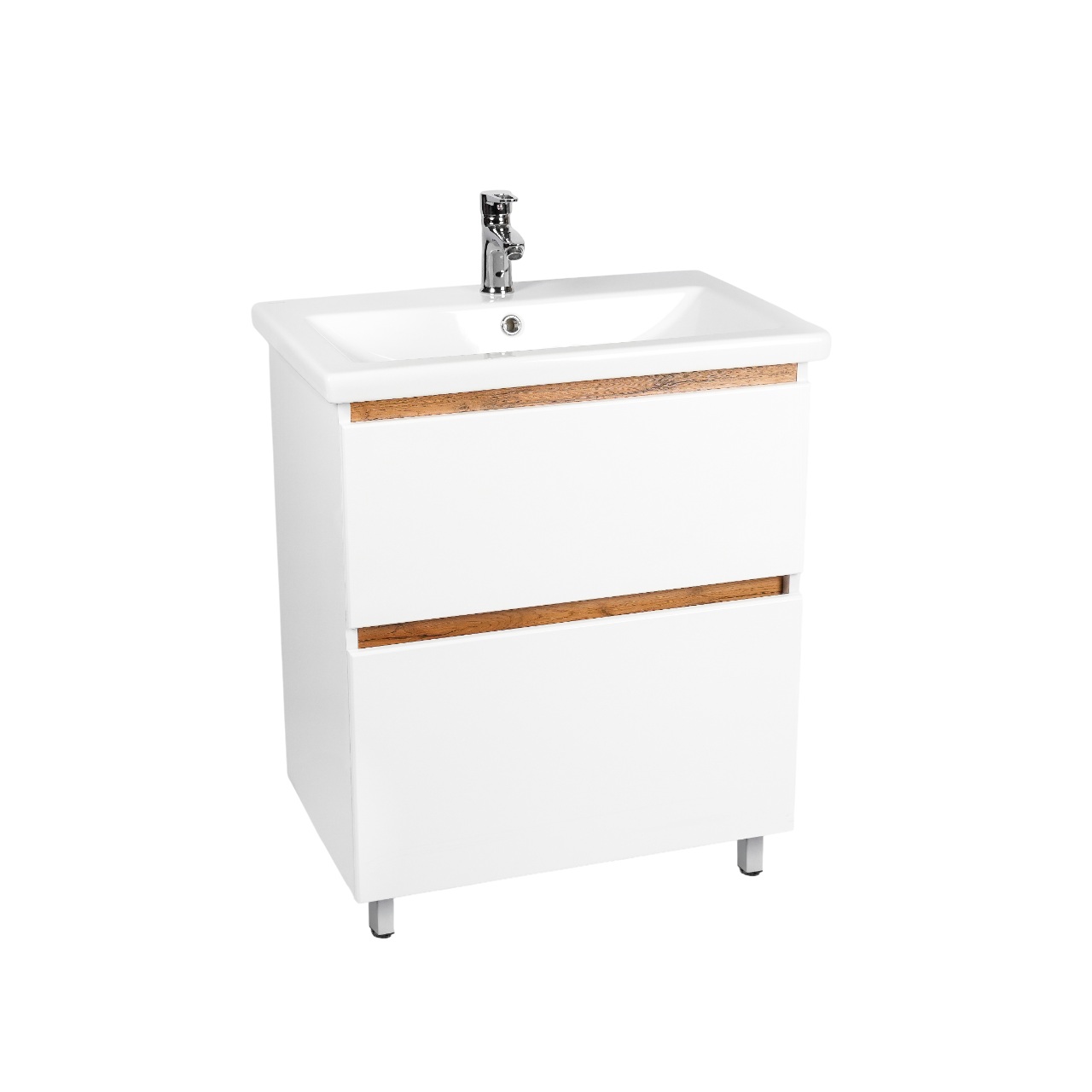 Тумба под раковину VIANT МАЛЬТА 60 напольная белый/дуб вотан (VMAL60CO-T2Y)