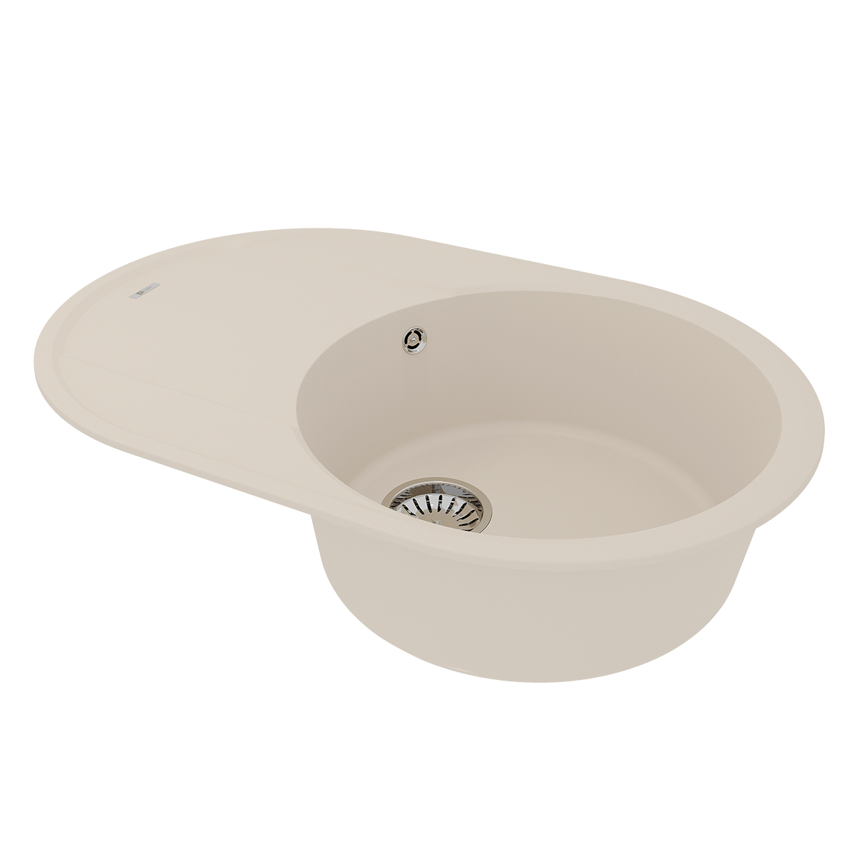 Кухонная мойка Lemark LACHA 760 врезная овальная с крылом из кварцгранита, Шампань 