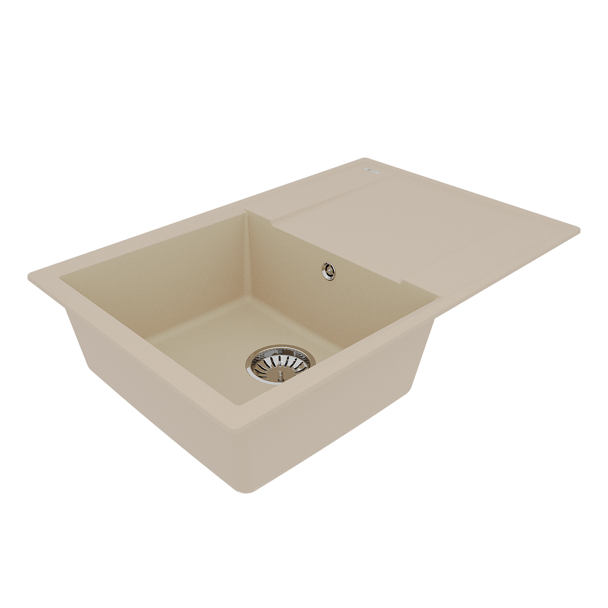 Кухонная мойка Lemark IMANDRA 760 врезная прямоугольная с крылом из кварцгранита, Бежевый