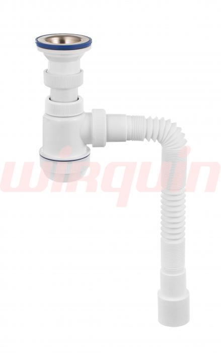 Сифон МИНИ Элит с нержавеющей чашкой D70мм. и гибкой трубой L800мм. (1 1/2- D40/50), VIRPLAST