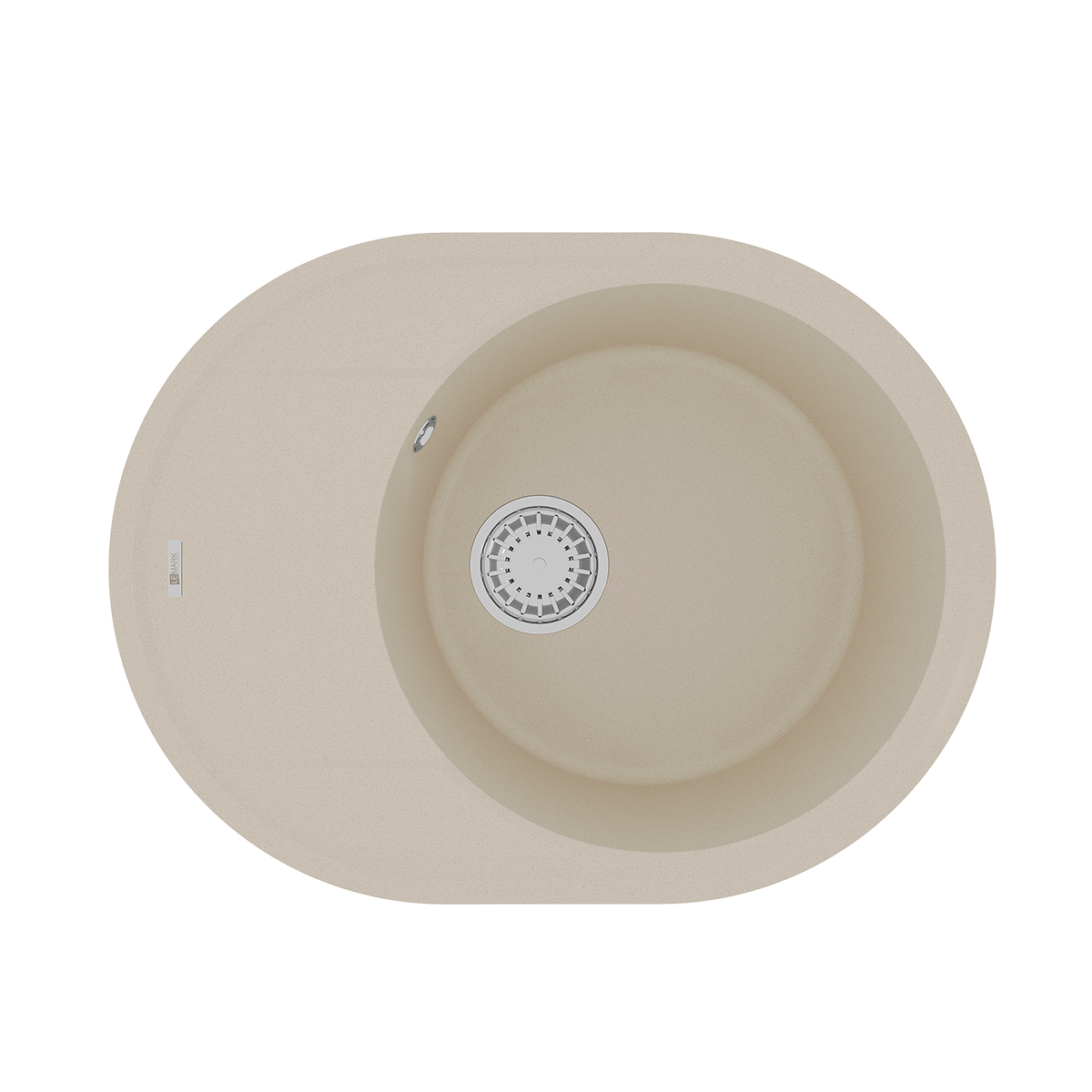 Кухонная мойка Lemark LACHA 620 врезная овальная с крылом из кварцгранита, Бежевый