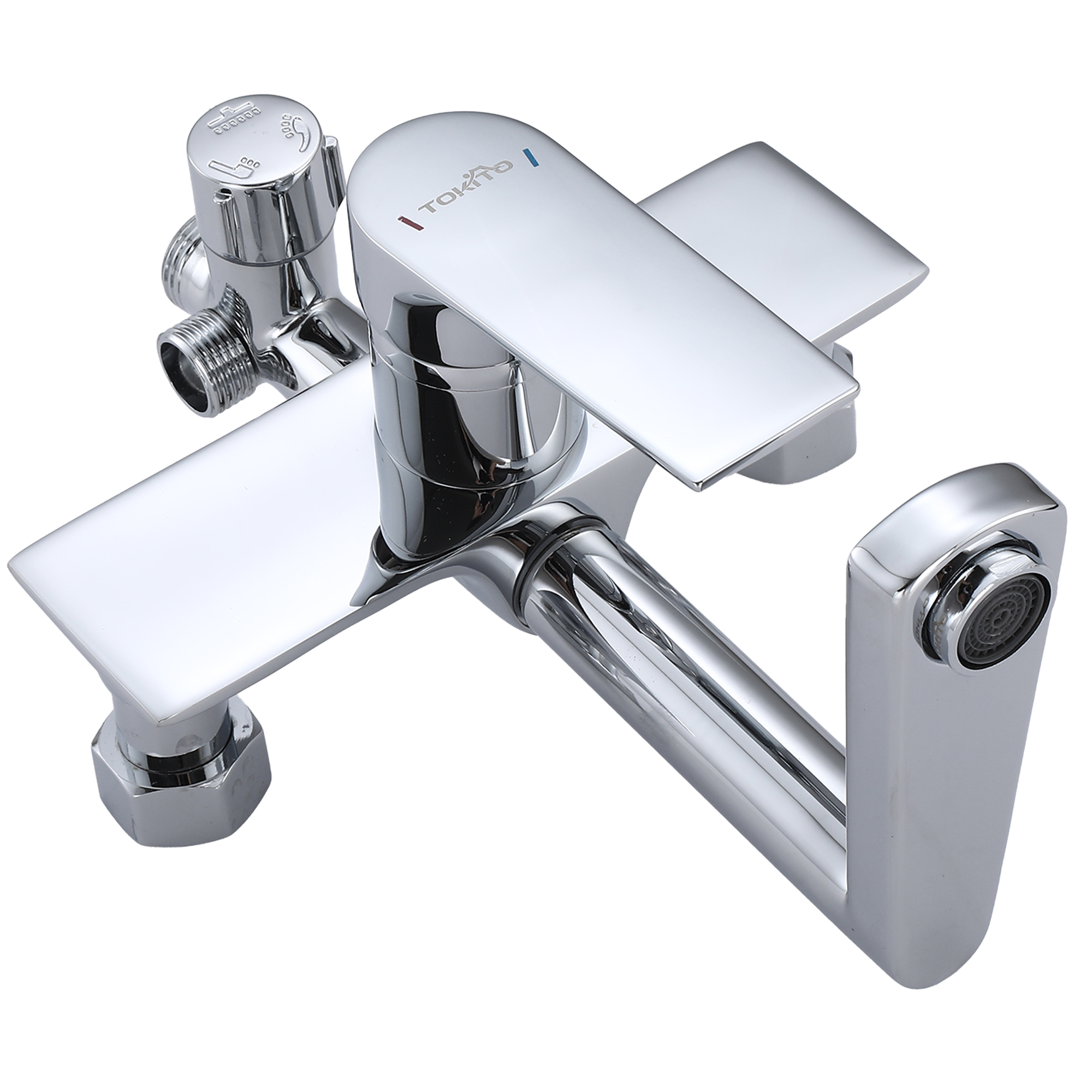 RAIN Смеситель для ванны с душевой стойкой и тропическим душем, хром, TOKITO