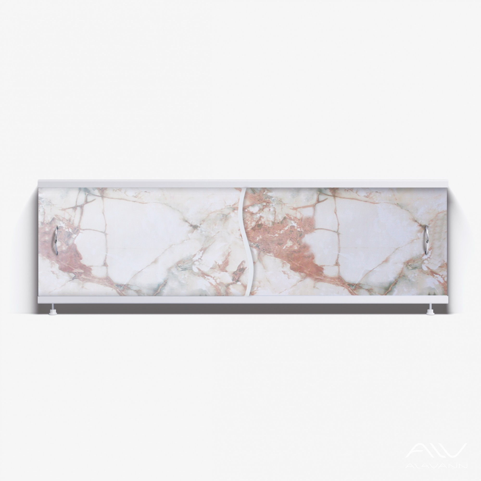 ПРЕМЬЕР Экран для ванны 150 см, полистирол,(кремово-зеленый мрамор-022), ALAVANN