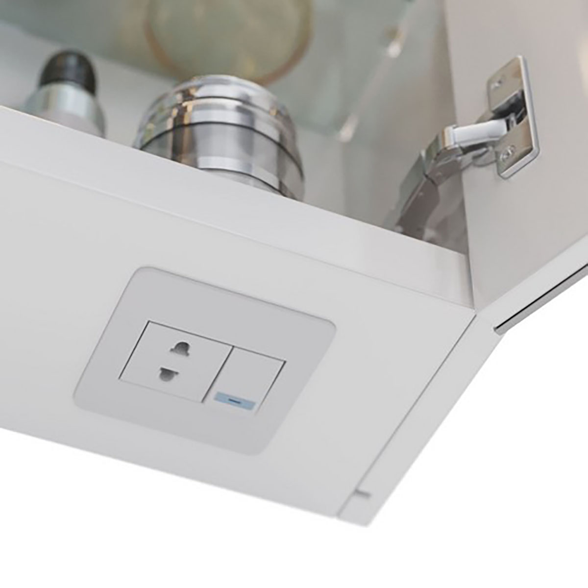 Шкаф зеркальный Lemark ZENON 120х80 см 3-х дверный, с козырьком-подсветкой, с розеткой, цвет корпуса