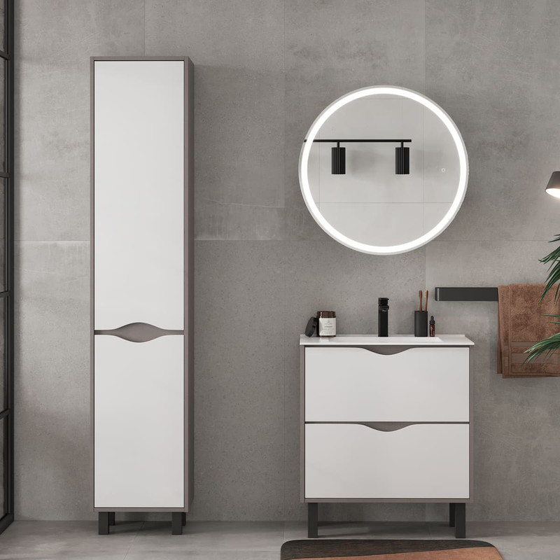 Зеркальный шкаф EQUIL Smile LED D700 подвесной графит софт