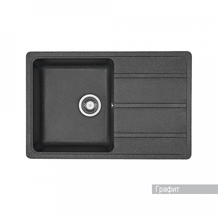 Мойка для кухни Аманда 780x510x211 мм, прямоуг. с крылом, графит
