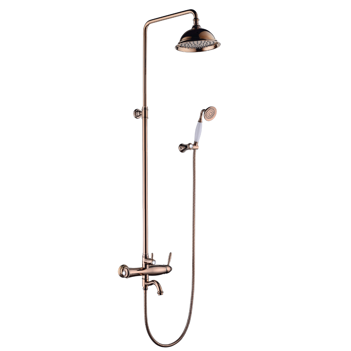 Spark Смеситель для ванны-душа, пов.излив 206мм 'Троп.дождь', р/ОД, роз.золото, LM, LM6762RG