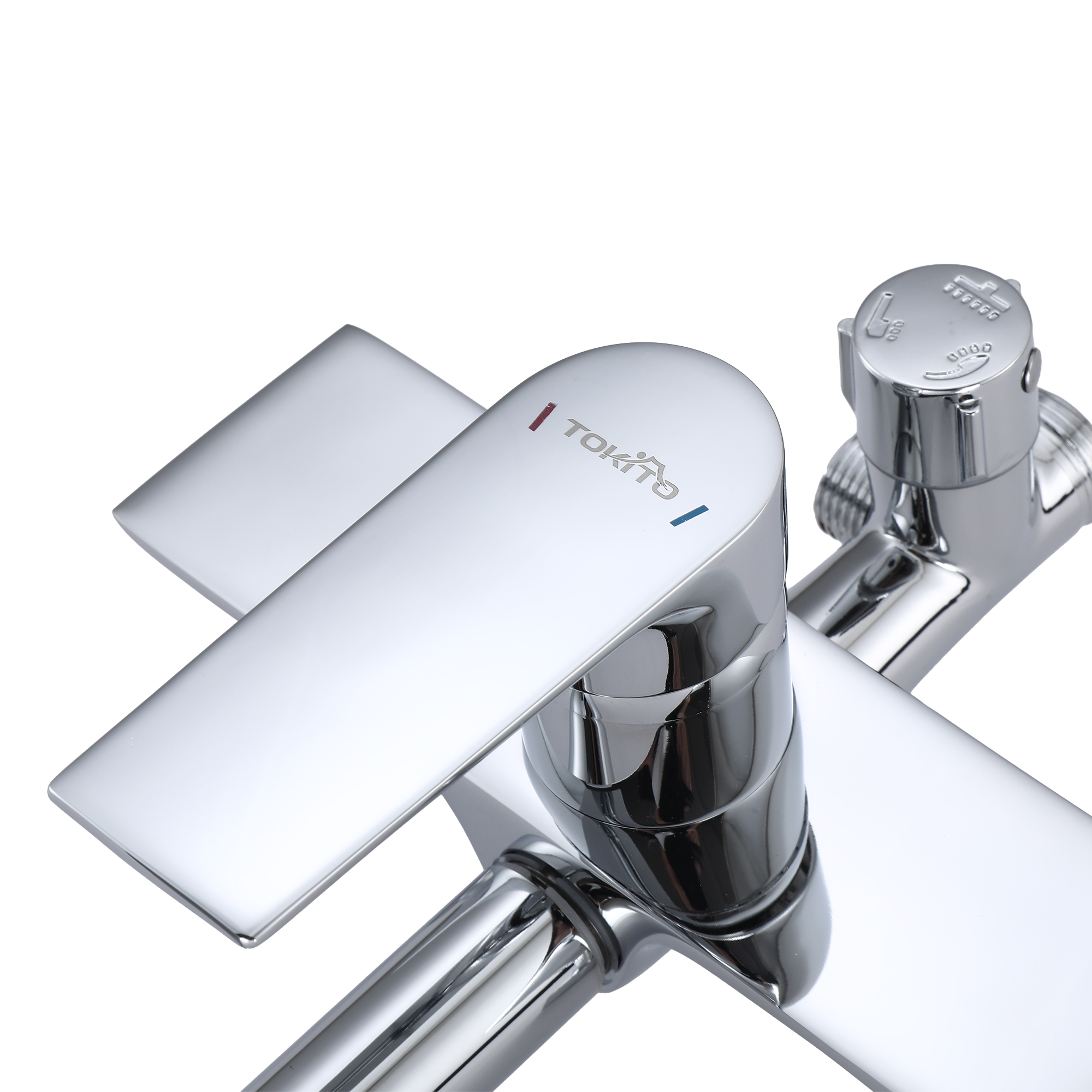 RAIN Смеситель для ванны с душевой стойкой и тропическим душем, хром, TOKITO