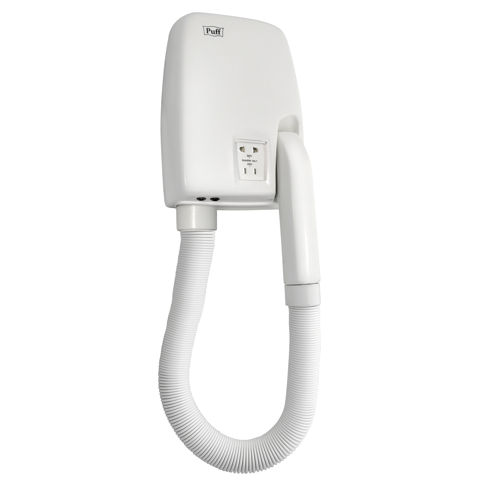 Фен для волос настенный PUFF-850B белый, с гибким шлангом, 0,85 кВт (1405.021)