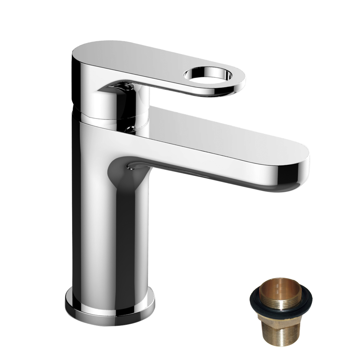 RS33 Смеситель для раковины, монолит.излив 100мм, р/ОД, хром, ROS, RS33-11U