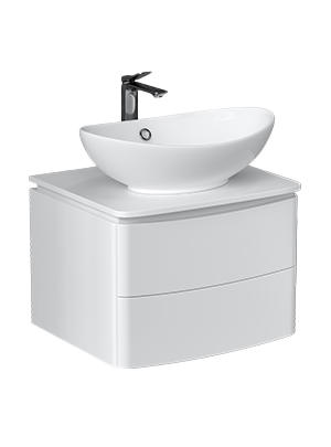 Тумба под раковину VELVEX Luna 600-0-2 со столешницей навесная белый