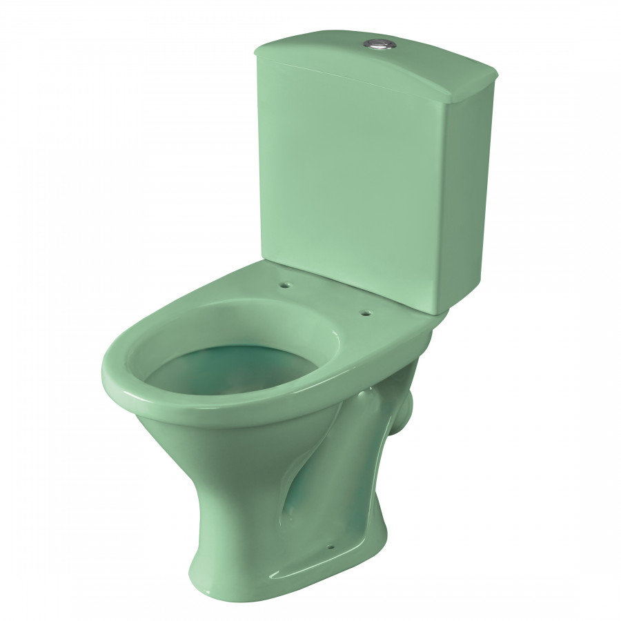 Унитаз-компакт "Вест" косой выпуск, с кнопочной арматурой и сиденьем, салатовый SANTERI