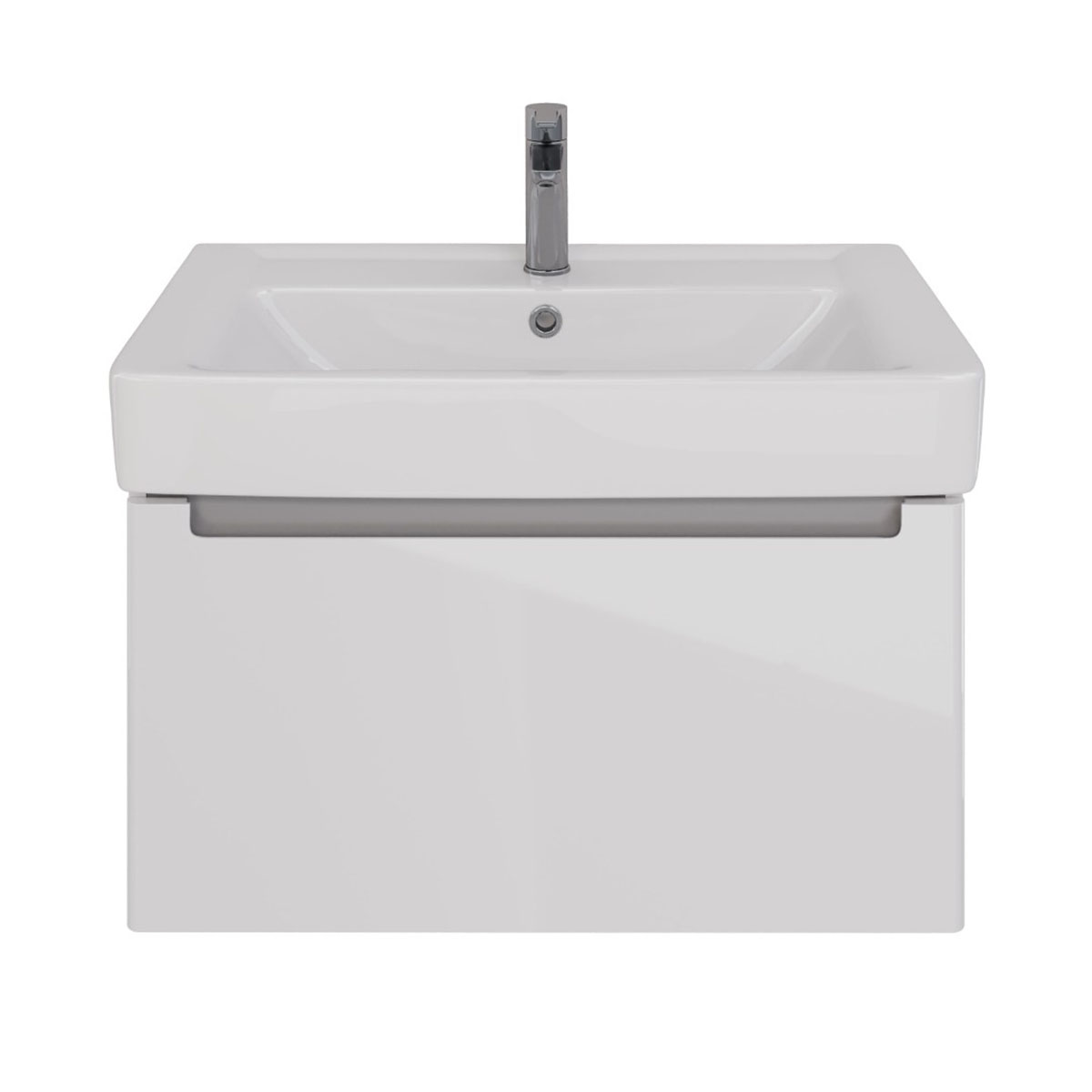 Тумба Lemark BUNO MINI 80 см под 1 раковину, подвесная, 1 ящик, цвет планки: Серый, цвет корпуса, фа