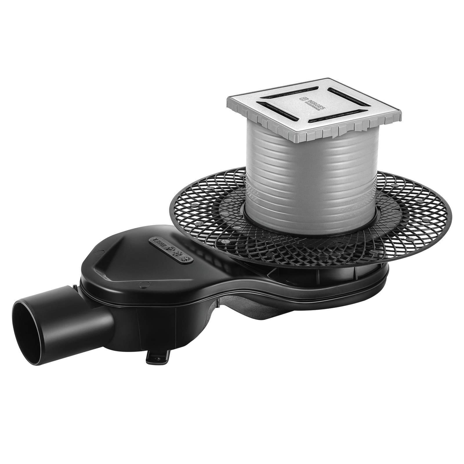 Трап водосток PLATZ Norma 100х100, хром глянец, S-сифон D50 H60 боковой, BERGES