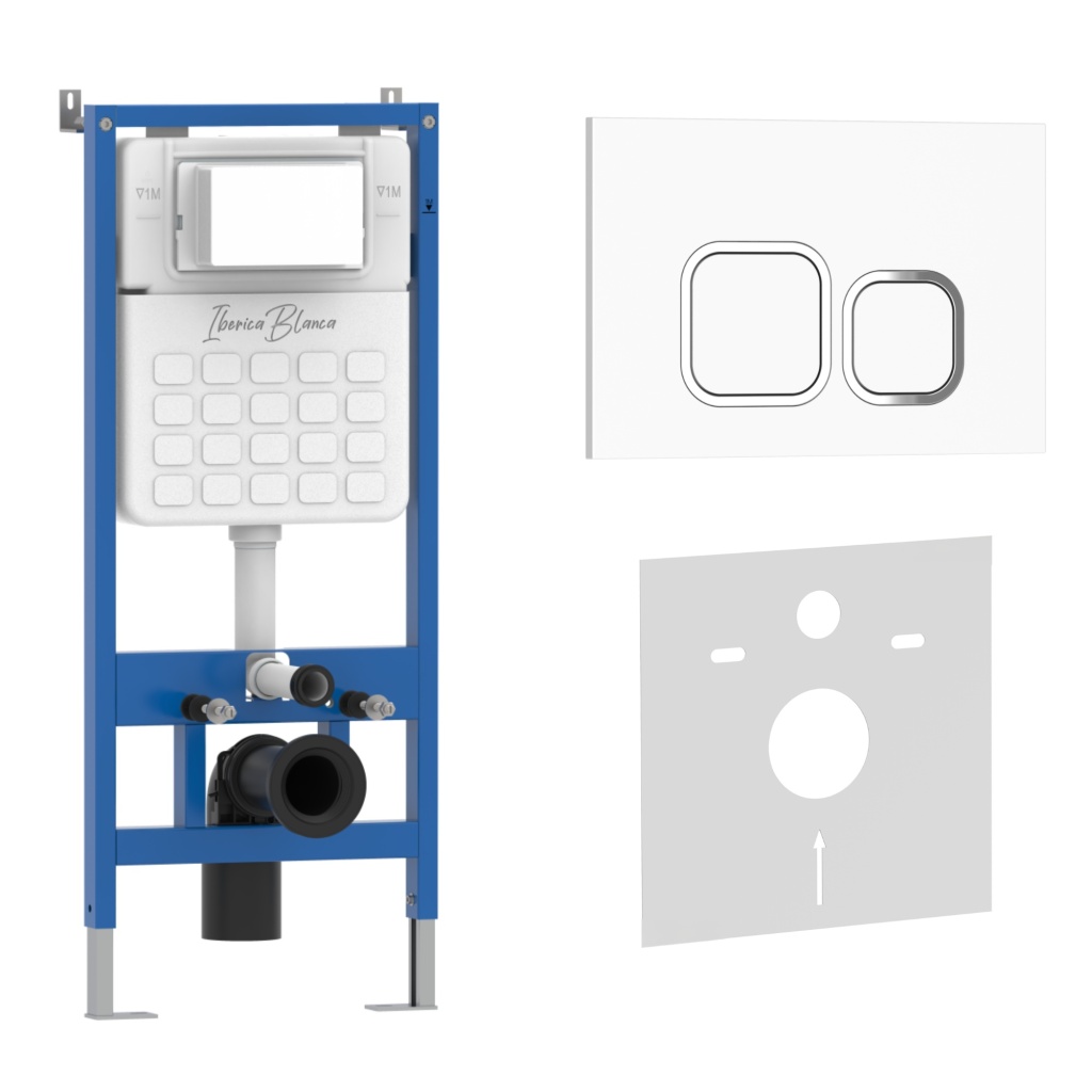 Комплект 2в1 IBERICA BLANCA инсталляция SILENCIO, кнопка смыва ESTI-Q белый глянцевый (IB001.831)