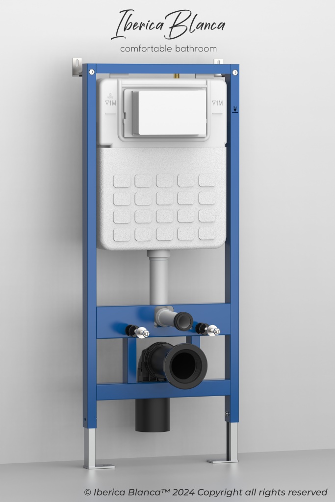 Комплект 3в1 IBERICA BLANCA инсталляция SILENCIO, унитаз TOLEDO ALTO белый, кнопка смыва ESTI-S золото матовое (IB001.TLA.234.854)