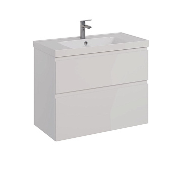Тумба Lemark VEON 90 см под 1 раковину, подвесная/напольная, 2 ящика, цвет корпуса, фасада: Белый гл