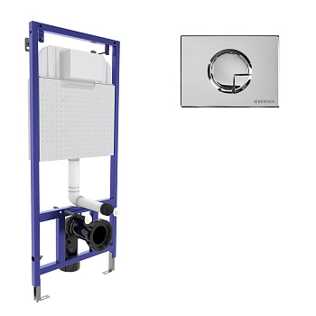 Инсталляция  для скрытого монтажа унитаза NOVUM кнопка R3 хром глянец, BERGES