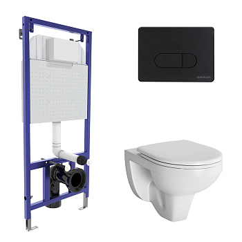 Комплект для монтажа подвесного унитаза GAMMA: инсталляция NOVUM525, кнопка D5, унитаз  с сиденьем G