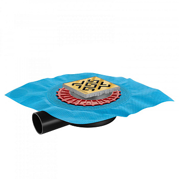 Трап водосток ZENTRUM Antik 100х100, золото глянец, выпуск D50 H65 боковой, BERGES