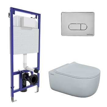 Комплект для монтажа  подвесного унитаза: инсталляция NOVUM525, кнопка D3 хром глянец, унитаз EGO XL