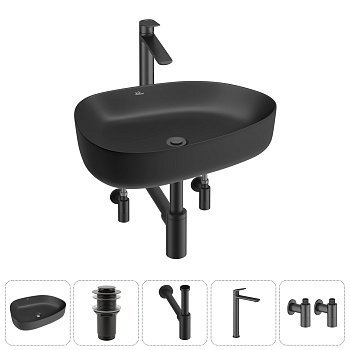 Накладная раковина для ванной комнаты Wellsee Belle Spa 3.0 20212743R в наборе 5 в 1: раковина матов