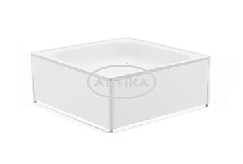 ANTIKA Поддон душевой стальной эмалированный 90х90х15 см., слив D-52мм., с подставкой и экраном