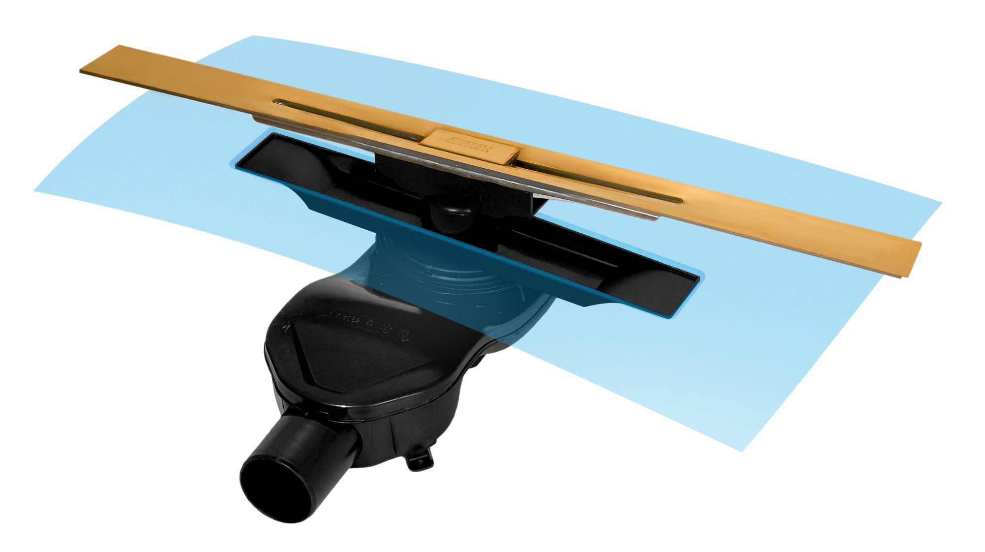 Желоб водосток SIMPEL 600, золото глянец, S-сифон D50 H60 боковой, BERGES