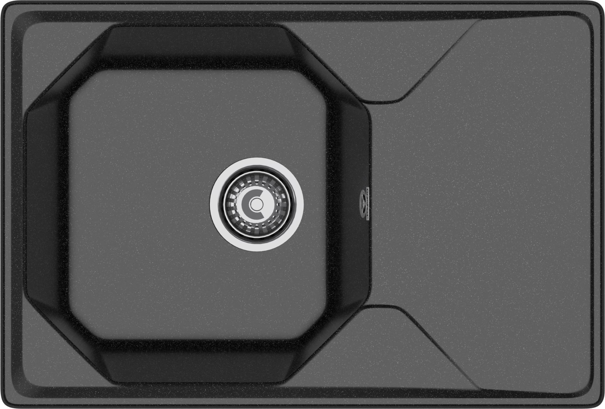 GRANFEST Мойка композит UNIQUE, GF-U-740L, чаш+кр 740*500, черный