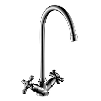 H02 Смеситель для кухни, выс.пов.излив 165мм, р/ДВ, хром, ROS, H02-72R