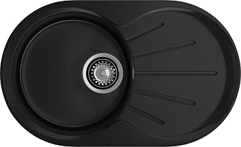 GRANFEST Мойка композит RONDO GF-R--750L  чаша с крылом 750*460мм   черный арт.GF-